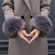 1 Pair Beautiful Warm Faux Rabbit Fur Detachable Sleeves, Suitable For Winter, Autumn, Holiday Party Decoration, Wedding Events, Christmas Gift - Multicolor - View 6