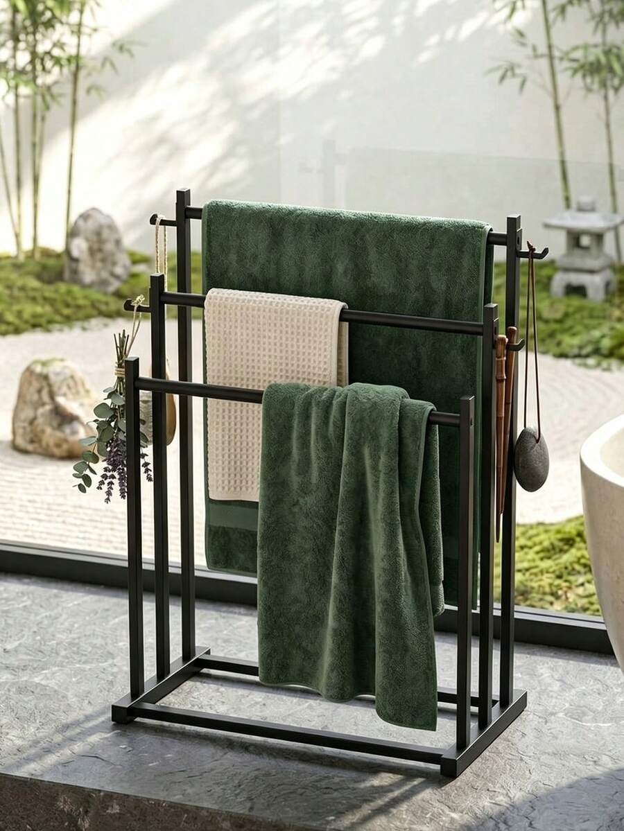 Modern Floor Standing Towel Rack, Freestanding Towel Rack, Suitable For Bathroom, Bathtub Side And Outdoor, Multi-Layer Towel Storage Rack, Bathroom Storage Rack, Bathroom Storage And Organization - Multicolor - View 1