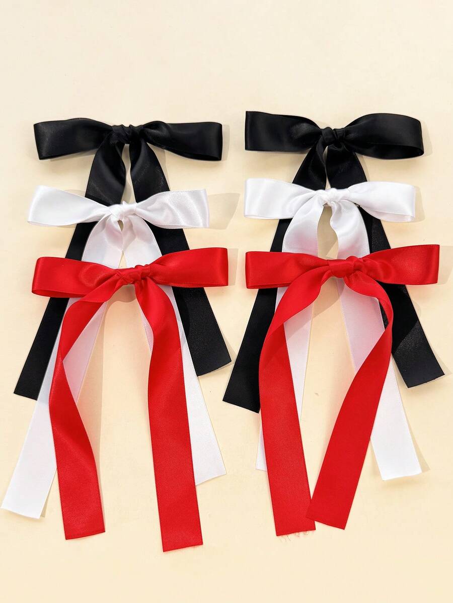 2 kẹp tóc nơ satin trơn tối giản cho nữ, phù hợp đeo hằng ngày và đi chơi - Nhiều màu - Xem 1