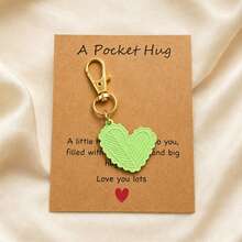 1pc/8pcs Unisex Alloy Floral Leaf Heart Pendant Colorful Asymmetrical Keychain With Blessing Card Gift For Friends And Family Bag Charm - Multicolor - View 3