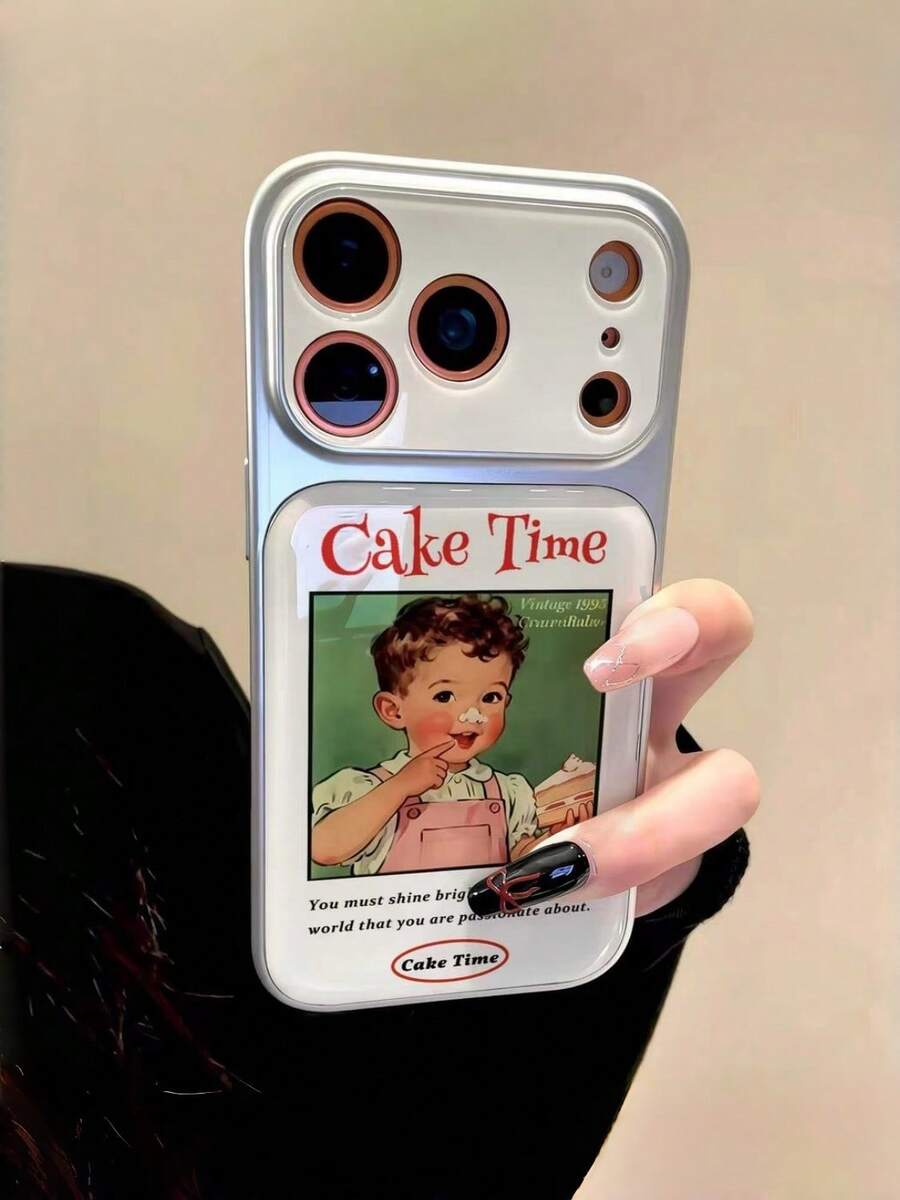 銀色電鍍復古雜誌波點女孩手機殼,防刮防震保護殼,適用於 iPhone 17 18 Pro Max、17 Pro、16 Pro Max、16 Pro、16、15 Pro Max、15 Pro、15、14、13 Pro Max、14 Pro Max、12 - 彩色 - 查看 1