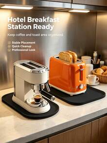 Alfombrilla de silicona para máquina de café, almohadilla antideslizante para mostrador de exprimidor, bandeja para máquina de café con bordes altos, protector de superficie para electrodomésticos de cocina, protege eficazmente el mostrador de arañazos, protector de encimera de cocina no eléctrico - Color sólido - Ver 19