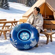 Inflatable Snow Tube, Winter Outdoor, Thickened PVC Material, 120cm With Handles, Adult Snow Sled, Snow Resort Entertainment - Multicolor - View 6