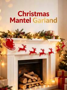 Christmas Santa Reindeer Banner, Felt Garland Bunting, Festive Hanging Decoration For Xmas Party Mantel - Multicolor - View 10