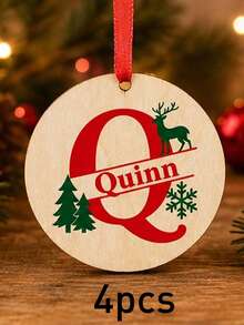 Custom Initial Name Christmas Ornament, Personalized Round Tree Hanging Decor, Festive Reindeer Snowflake Holiday Style, Customized Christmas Keepsake Gift, Customizable Family Name Ornament For Xmas Tree Decor, Christmas Decorations, Family Gifts - Style C - View 22