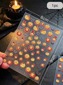 1/2pcs Halloween Theme Face Decoration Stickers, Pumpkin Ghost Bat Castle Pattern, Party Makeup Accessories, Waterproof Face Stickers, Holiday Ball Atmosphere Makeup Decoration Stickers - Multicolor - View 8