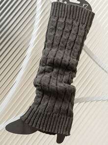 1 Pair Fashion Patterned Long Leg Warmers, Simple Knitted Warm Leg Warmers, Suitable For Spring, Autumn And Winter Wear - Multicolor - View 7