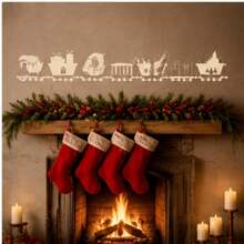 8pcs Christmas Elf Snowman Christmas Train Pattern Painting Stencils, Reusable PET Plastic Stencils For Wooden Signs, Walls, Fabric, Canvas DIY Crafts - Sets - View 6
