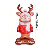 1pc 150cm Christmas Standing Scarf Reindeer Shaped Balloon, Suitable For Christmas Family Gathering, Yard, Window Display, Holiday Party Atmosphere Decoration Prop - View 5