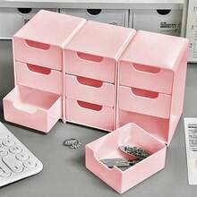 2pcs Mini 3-Layer Drawer Storage Box, Suitable For Storing Jewelry, Hair Accessories, Earrings And Other Small Items, Can Be Used In Furniture, Office, Study, Bedroom, Bathroom And Other Places. 3-Layer Desktop Storage Box, Office Storage Box, Jewelry Organizer Box, Drawer-Style Cosmetic Storage Box, Autumn Bedroom Decor, Desktop Organizer Box - Multicolor - View 4