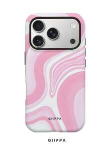 GIIPPA 1件粉色不規則波浪圖案設計手機殼，適用於Phone 17 Pro Max，兼容Phone 16 Pro Max、15 Pro Max、14 Pro Max，韓系高端時尚趣味手機殼，兼容11/12/13/14/15/43 Pro Max Plus，優雅設計男女皆宜，聖誕節、情人節、復活節、婚禮季與生日送女友的完美禮物！ - 粉色 - 查看 1