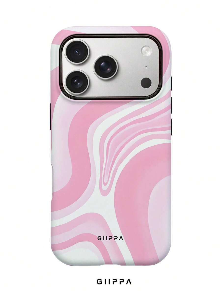 GIIPPA 1件粉色不規則波浪圖案設計手機殼,適用於Phone 17 Pro Max,兼容Phone 16 Pro Max、15 Pro Max、14 Pro Max,韓系高端時尚趣味手機殼,兼容11/12/13/14/15/43 Pro Max Plus,優雅設計男女皆宜,聖誕節、情人節、復活節、婚禮季與生日送女友的完美禮物! - 粉色 - 查看 1