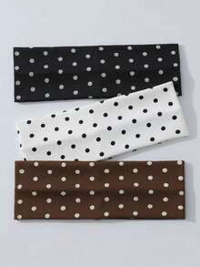 3pcs/Set Fashion Women's Polka Dot Print Soft Non-Slip Headband, Elastic Yoga Sports Hair Accessory, Versatile For Daily Wear And Multiple Occasions - Multicolor - View 2