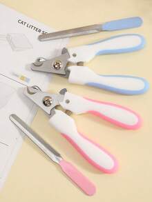 1 Set Pet Nail Clipper And Nail File Set, Dog And Cat Dedicated Nail Clipper Set, Cute Rabbit Ear Handle Nail Clipper With Nail File - single hole - View 1