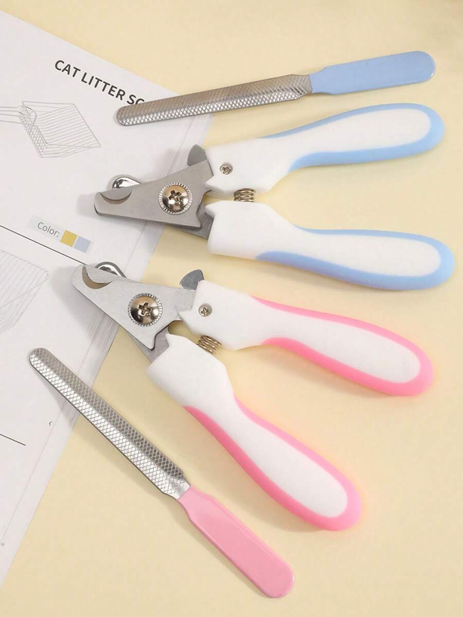 1 Set Pet Nail Clipper And Nail File Set, Dog And Cat Dedicated Nail Clipper Set, Cute Rabbit Ear Handle Nail Clipper With Nail File - single hole - View 1