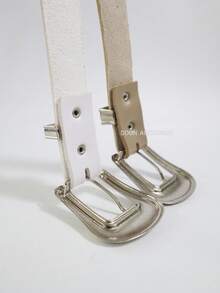 2.5CM Women's Belt With Metal Eyelets Boho Summer Gift - 白色+米色 - 查看 3