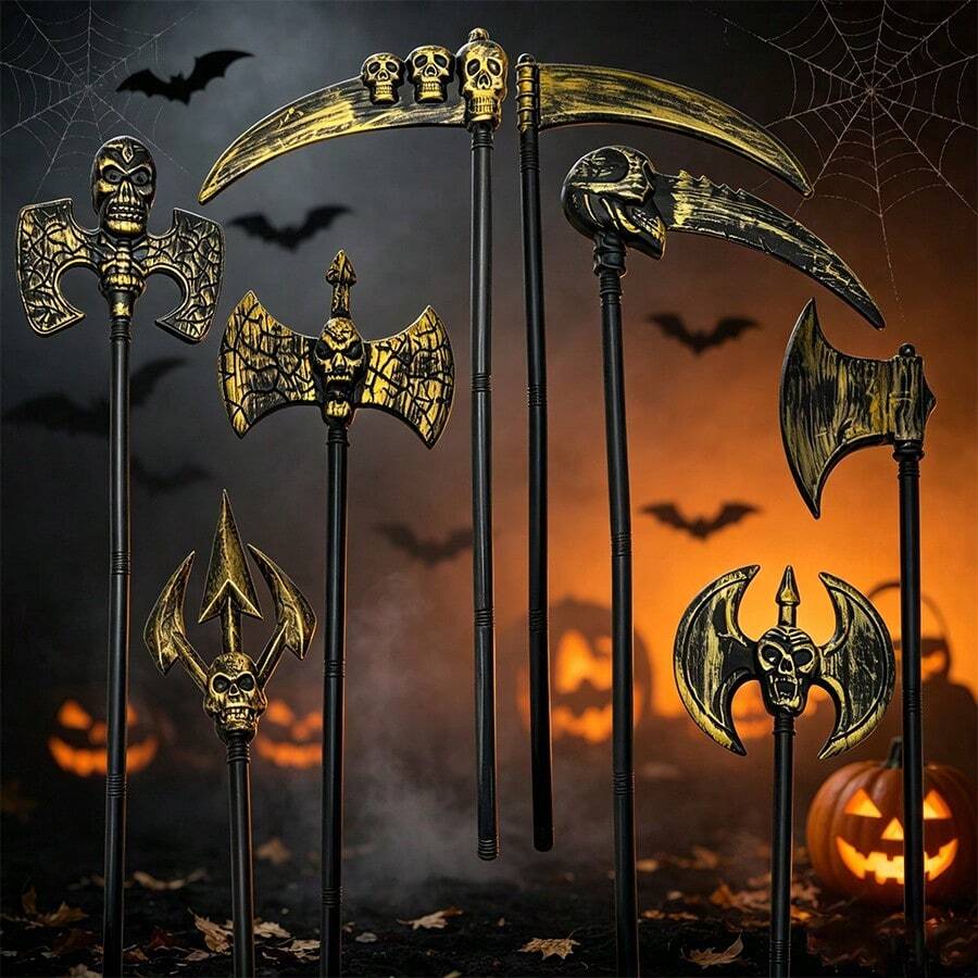 1pc Toy Prop 3-Section Grim Reaper Scythe Plastic Blow Molded Antique Style Large Scythe - Party Gift - Costume Accessory - Exquisite Gift - Mini Ornament - Birthday Gift - Holiday Gift - Christmas - Graduation Gift - April Fools' Day - Halloween - View 1