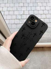 Gothic Style Dark Vintage Religious Symbol Cross Lens Protection Black Phone Case Compatible With Iphone&Galaxy17/16/15/14/13/12/11promax - Multicolor - View 3