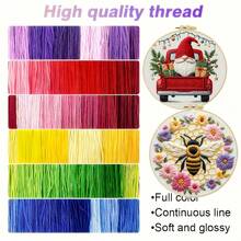 Christmas Cartoon Theme Embroidery Kit, 1 Pack Cross Stitch Kits,DIY Embroidery Starter Kit For Adults & Beginners, DIY Needlepoint Kit With Embroidery Hoop Thread Needle For Craft Lover Birthday Christmas Gifts ,20*20cm/7.9*7.9in - Christmas Theme - View 8