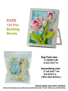 Floral Shadow Particle Building Block Set 100-300 Pieces, Exquisite Gift, Desktop Decoration, Bright Colors, Suitable For Home Decor/Office Decor/Store Display/Art Collection/Gift Exchange, Party Gift - Multicolor - View 8