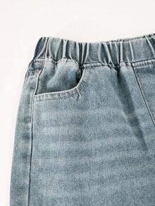Quần jean denim thời trang cho bé trai, dáng suông rộng thoải mái, phong cách thường ngày, mẫu mới xuân/thu - Màu xanh lam - Xem 4