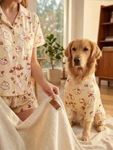 Matching Dog And Onwer Pajamas - Breathable High Stretch Full Coverage Pet Rompers, Summer Anti Licking Shedding Hair Control & Bug Protective Jumpsuit For Medium Large Dogs, All Over Printing Dog Clothes, 1PC Dog Pajamas Or 1PC Onwer Pajamas - Multicolor - View 8