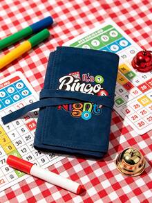 "Bingo Night" Printed Velvet Poker Card Storage Bag - Portable Foldable Card Organizer, Game Card Storage Pouch, Bingo Party Gift Accessory, Suitable For Bingo Games And Board Game Parties, Halloween, Christmas Party, Board Game Essential - Multicolor - View 4