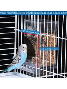 NUOCHEN 防亂食鳥籠餵食器 自動鸚鵡種子餵食器 附棲木 壓克力透明種子食物容器籠配件 適用小型與中型鸚鵡、愛情鳥 - 1set - 查看 10