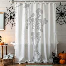 1pc Skull Shower Curtain, Vintage Design, Waterproof Bath Curtain, Suitable For Bathtub Partition, Bathroom Decor And Bathroom Accessories, Home Decor Gift - Multicolor - View 8