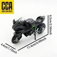 C C A Mobil Simulasi Sepeda Motor Kawasaki H2R Skala 1:18 dari Paduan Logam, Setang Tegak Dapat Diputar, Mainan Anak, Permainan Peran Pesta, Pembelajaran Kognitif Praktis, Hadiah Liburan - MultiWarna - View 2