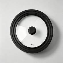 Black Universal Glass Pot Lid For 24/26/28 Cm Diameter Pots, Silicone Rim With Steam Vent - White - View 1