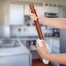 Household Solid Wood Rolling Pin, Extra Long 40cm Round Head Dough Roller, Bun And Dumpling Skin Pressing Tool, Uncoated Natural Wood Rolling Pin - View 4