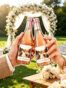 Customized Wedding Wine Bottle Labels, Personalized DIY Wine Bottle Stickers, Can Design Birthday Person's Name And Birth Date, Stick On Red Wine Or Champagne Bottles, Create Eye-Catching Visual Focus, Instantly Enhance Party Photo Atmosphere - Multicolor - View 4