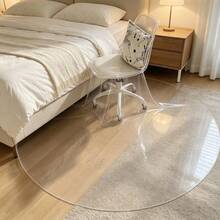 Creative Round PVC Hard Floor Mat, Suitable For Dining Table, Office Desk, Office Chair; Transparent Carpet Protector For Wooden Floor, Chair Floor Mat Decoration, Dust-Proof And Noise-Reducing, 1.5mm Thick, Home Chair Mat - White - View 3
