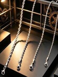1pc Men's Stainless Steel Fashionable And Simple Rope Chain Necklace, The Perfect Jewelry Accessory - Multicolor - View 4
