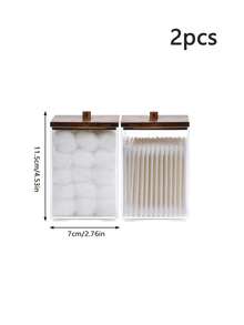 1/2/3pcs Cotton Swab Storage Box, 12oz Bathroom Organizer Accessory Transparent Plastic Apothecary Jar With Bamboo Lid, Suitable For Cotton Balls, Cotton Swabs, Dental Floss - Multicolor - View 14