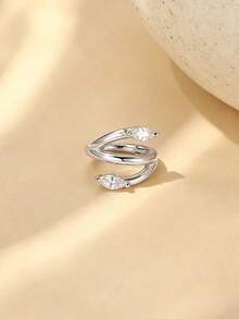 1pc 925 Sterling Silver 16G Spiral Double Hoop Earring-Elegant Piercing Jewelry-Hinged Earring Cartilage Hoop, Unisex, Suitable For Daily Wear - Silver - View 3