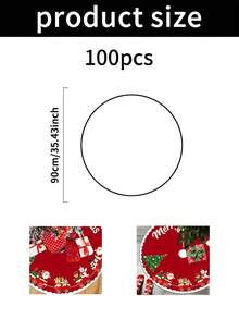 1/100Pcs Christmas Tree Skirt With Christmas Train And Santa Claus Theme, Round Base, Diameter 60/90CM Optional; Suitable For Winter Party And Home Holiday Decoration, Ideal Christmas Tree Accessory. - Multicolor - View 13