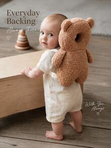 Upgraded Baby Protective Pillow, Thickened & Enlarged Toddler Protection Pad, Large Size 35*30cm, Head Protection Pillow For Crawling And Walking Babies, Travel Gear, Adjustable Breathable Head Protector Backpack, Infant Learning To Walk Supplies, Cartoon Bear Rabbit Chick Design, Machine Washable, Easy Storage, Ideal Gift For Halloween And Christmas - Teddy Bear Plush - View 4