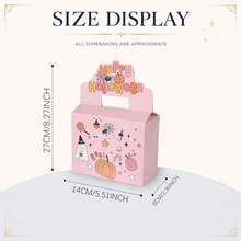 2/4/6/8/12pcs Halloween Paper Gift Boxes, Pink Pumpkin & Bat Pattern Rectangular Candy Boxes With Handles, Cute Candy, Cookie, Snack Packaging Boxes For Halloween Party Favors, Trick Or Treat Candy Bags - Multicolor - View 2