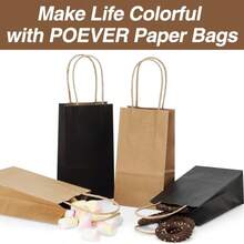 10/25/40pc Black Gift Bags With Sturdy Handles, Reusable Small To Medium Paper Shopping Bags, Suitable For Retail, Birthday Parties, Halloween, Christmas, Handmade Crafts And Gift Wrapping - View 9