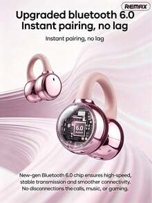 REMAX Earbud Bluetooth nirkabel model jepit, nyaman dipakai dalam waktu lama, transmisi suara terarah, Bluetooth 6.0 untuk transmisi stabil, unit driver dinamis besar. - View 4