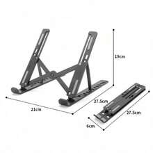 1pc Silver Laptop Stand, Foldable Height Adjustable Laptop Holder For Desktop, Portable For Travel, Universal Desktop Laptop Stand, Relieves Neck Pressure, Hollow Ventilation, No Obstruction To Bottom Heat Dissipation, Handheld Storage, Minimalist Design, Thickened Bracket, Universal Portable Storage Adjustable Tablet Stand, Suitable For All Laptops (Approx. 25.3cm) - Multicolor - View 2