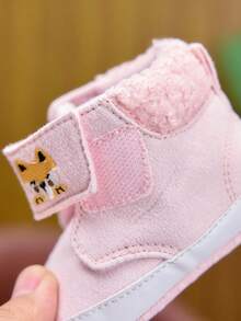 0-6 Months 6-12 Months Cartoon Fox Embroidered Infant Thermal Lined Snow Boots, Hook And Loop Soft Sole Anti-Slip Pre-Walker Shoes For Autumn/Winter - Pink - View 7