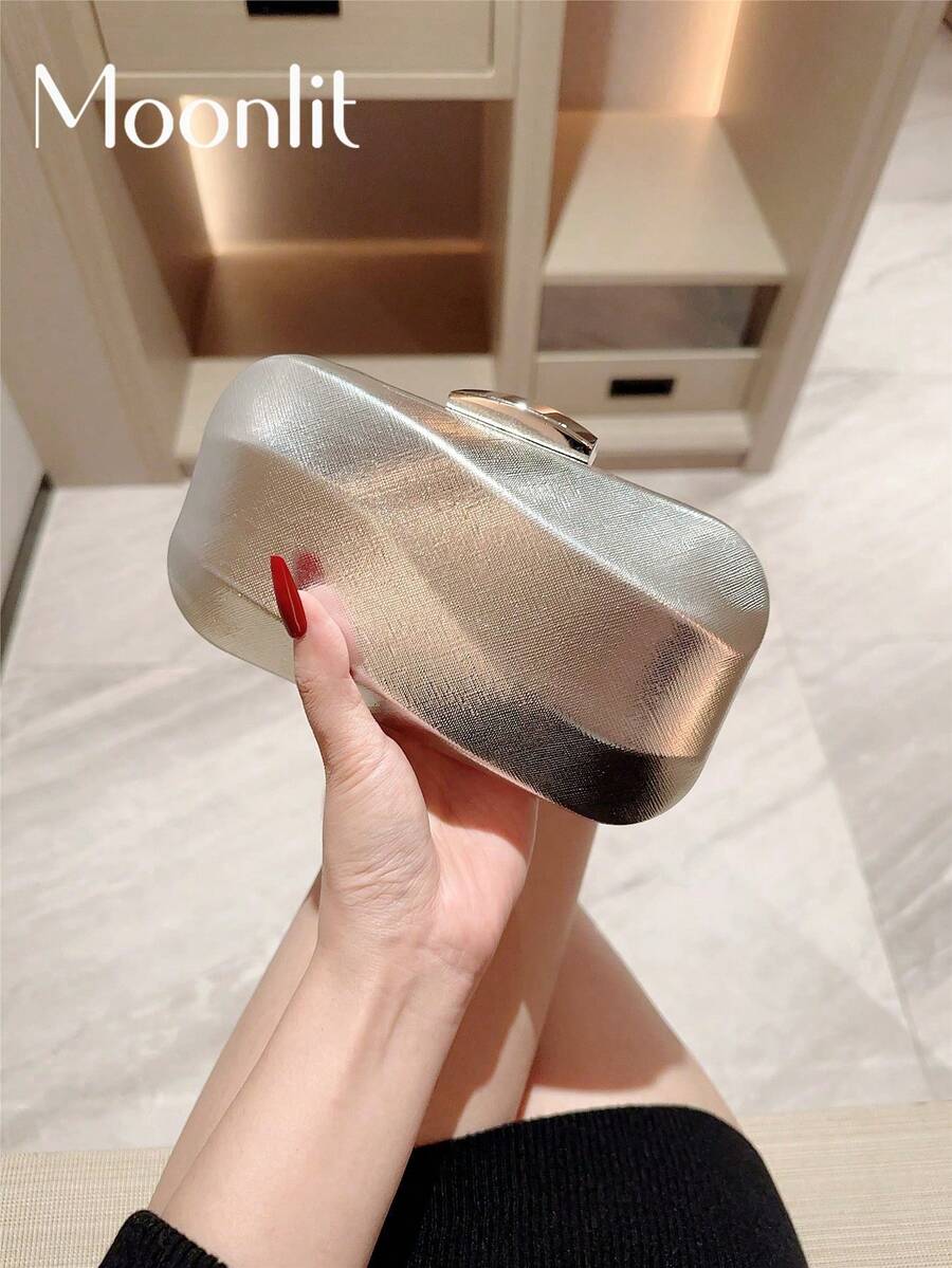 1pc Asymmetrical Box-Shaped Luxury Clutch Bag For Party, Romantic Wedding, Spring/Summer Chain Shoulder Bag, Bride Bag, Formal Prom Clutch