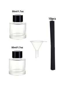 Black Glass Aromatherapy Bottle Set-Includes Lid, Stopper, Funnel, And Diffuser Sticks. Suitable For Daily Home Use In Areas Like The Living Room Or Bathroom; Makes A Practical Gift For Women, Perfect For Halloween Or Christmas. - Multicolor - View 15