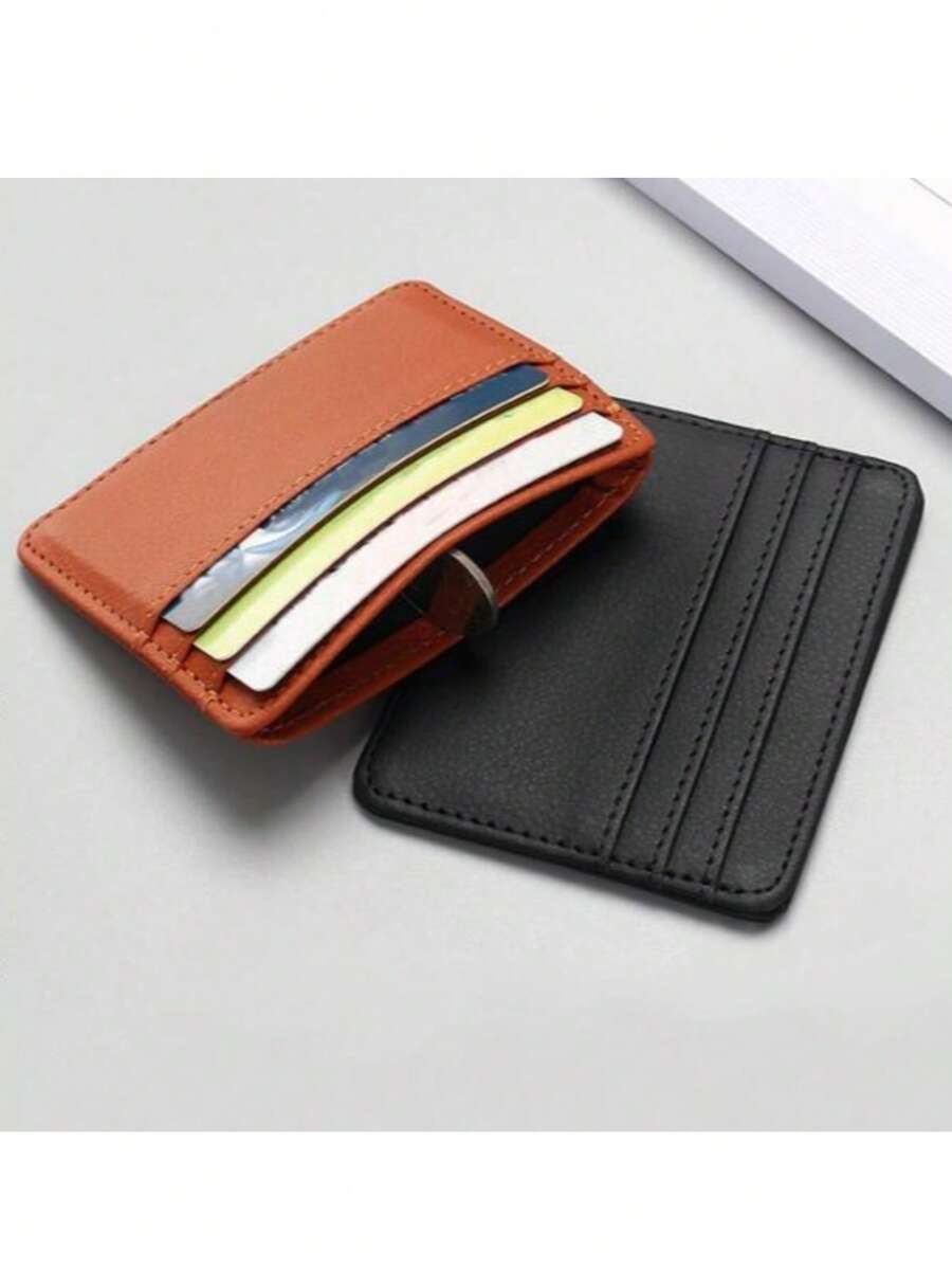 1pc Men's Fashion Elegant Mini Genuine Leather Wallet, Multi-Card Slot Coin Purse, Suitable For Daily Use - Multicolor - View 1