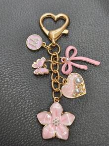 1pc 26 Letter Enamel Floral Keychain Pendant, Creative Key Ring Decorative Accessory, Car Key Chain, Bag Charm, Suitable For Friends, Family, Valentine's Day Gift, Birthday Gift, Holiday Gift, Party Favor - Multicolor - View 32