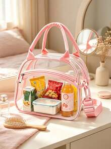 Portable Transparent Pvc Lunch Bag, Large Capacity Lunch Bag, For Office Workers And Students, Travel Storage Bag,Reusable Transparent Snack Storage Bag, Perfect For Outdoor Picnics, Camping And Travel - Multicolor - View 6
