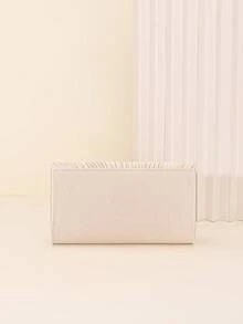 LJDCRFT Tas Clutch Malam Wanita Berlipit, Tas Tangan Amplop dengan Penutup Berhiaskan Logam, Cocok untuk Acara Formal Seperti Pernikahan, Pesta Prom, dan Pesta Koktail. - Aprikot - View 6